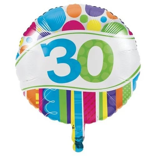 Bright and Bold Metallic Balloon, 30th (10/case)