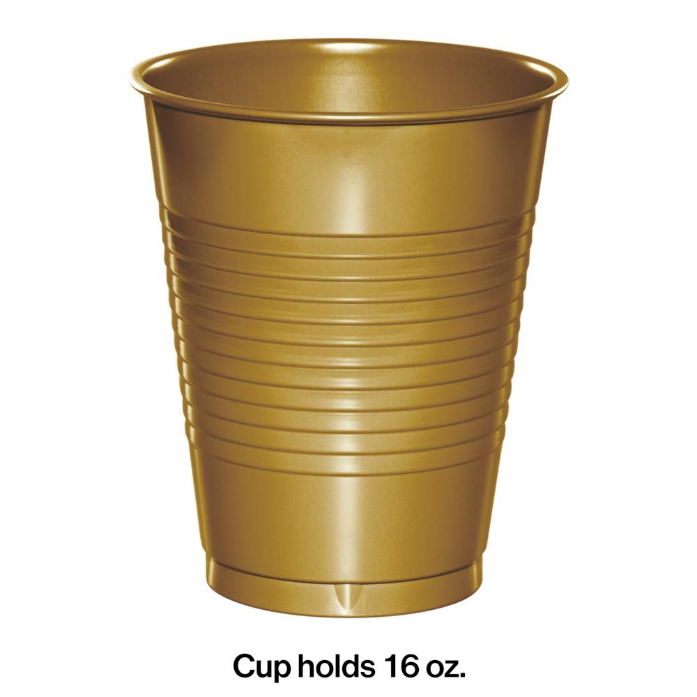 Glittering Gold 16 oz Plastic Cups (240/Case) - $53.64/case