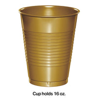 240ct Bulk Glittering Gold 16 oz Plastic Cups