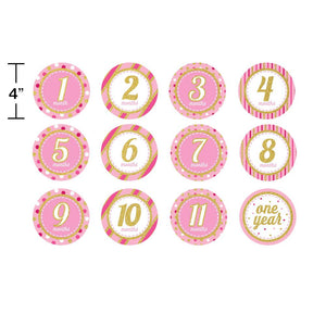 144ct Bulk Baby's Pink Glitter Stickers Months