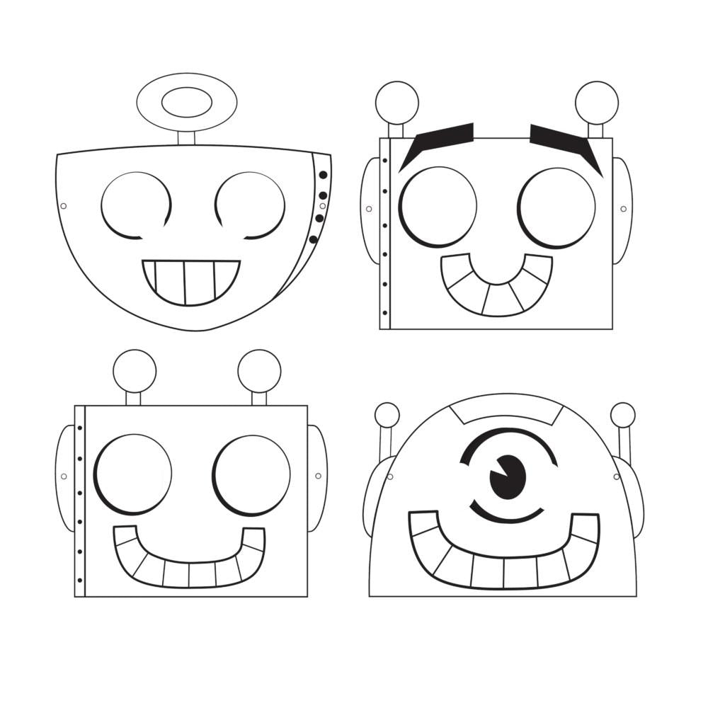 72ct Bulk Party Robots Favor, Color-Your-Own Mask