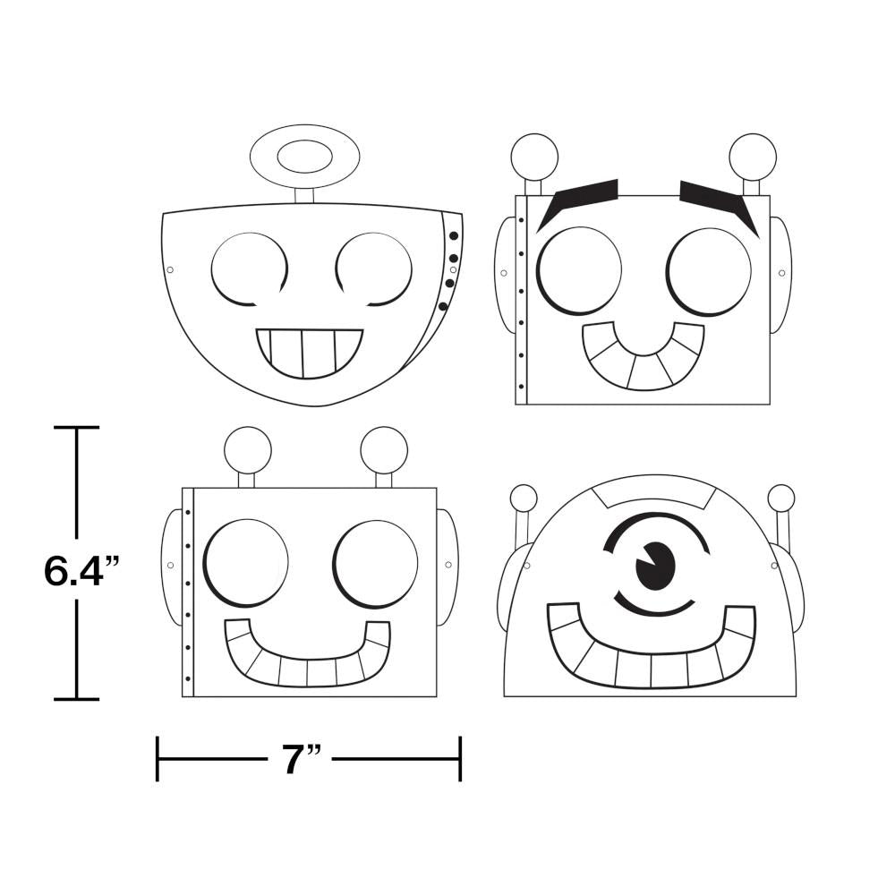 72ct Bulk Party Robots Favor, Color-Your-Own Mask