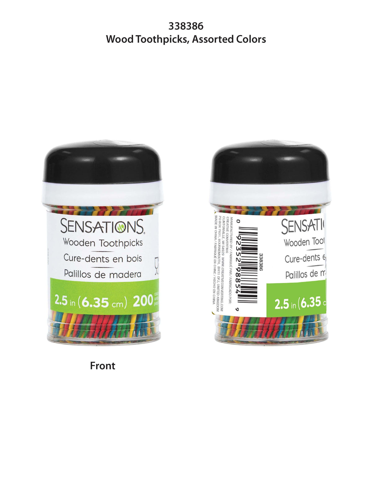2400ct Bulk Assorted Color Wooden Toothpicks