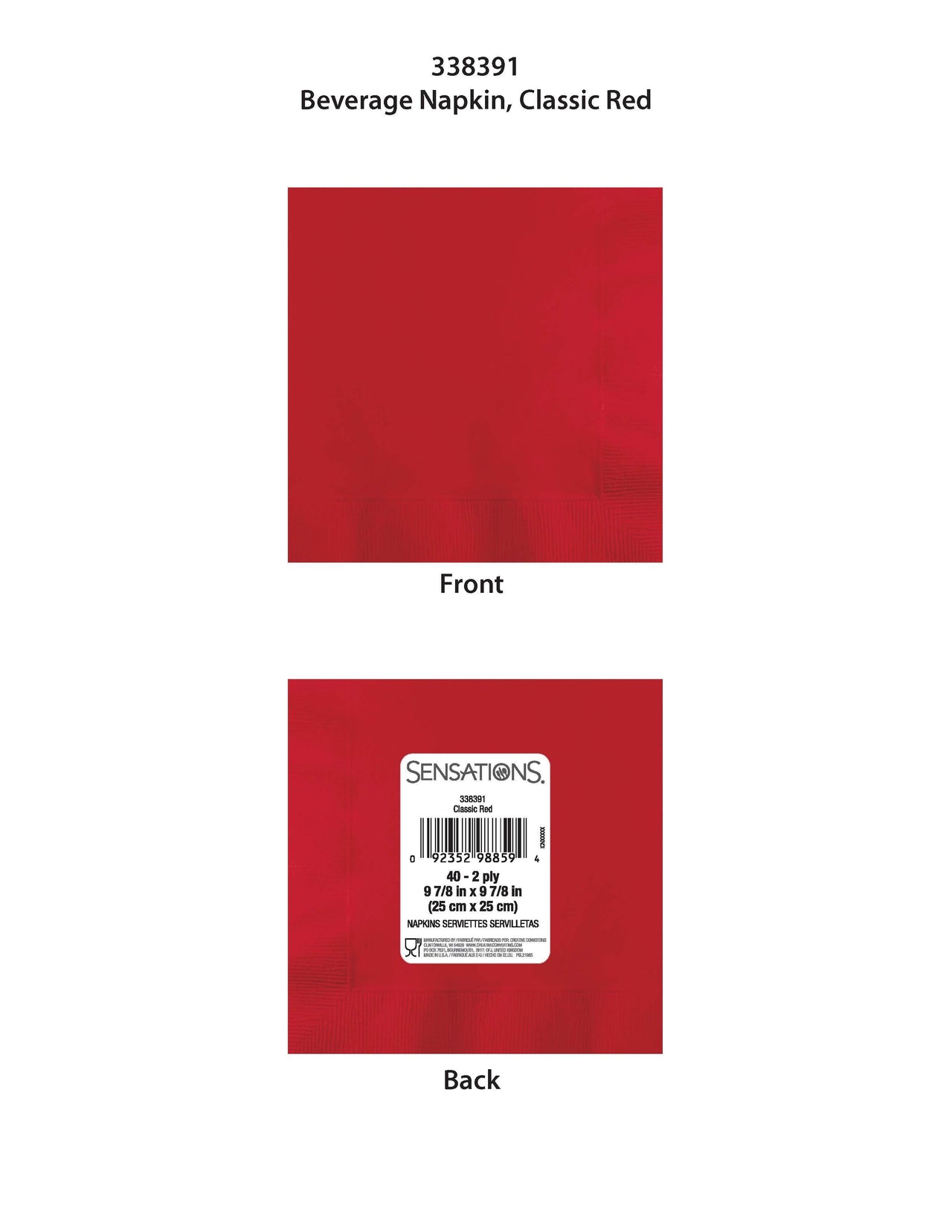 480ct Bulk Classic Red 2Ply Beverage Napkin