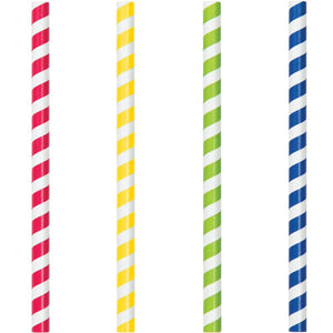 Bulk Case of Translucent 7.75" Paper Smoothie Straws, Asstd Stripes