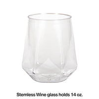 24ct Bulk Plastic Fractal Stemless Wine Tumblers