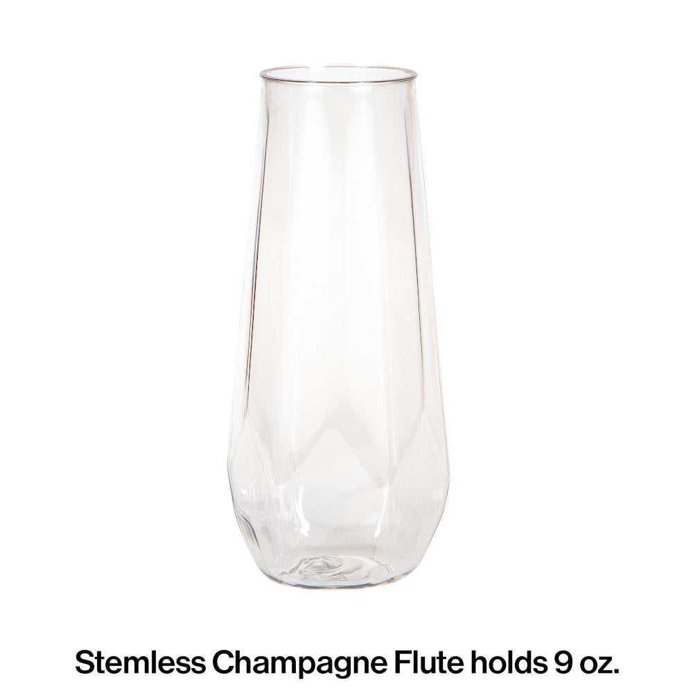24ct Bulk Plastic Fractal Stemless Champagne Tumblers