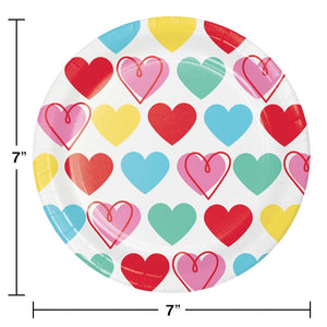 Colorful Hearts Dessert Plate (8/Pkg) on sale at PartyDecorations.com