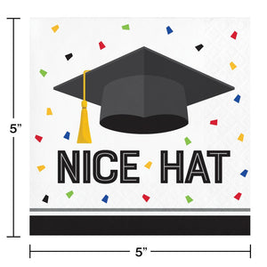 Graduation Fun Beverage Napkin, Nice Hat (16/Pkg) by Creative Converting