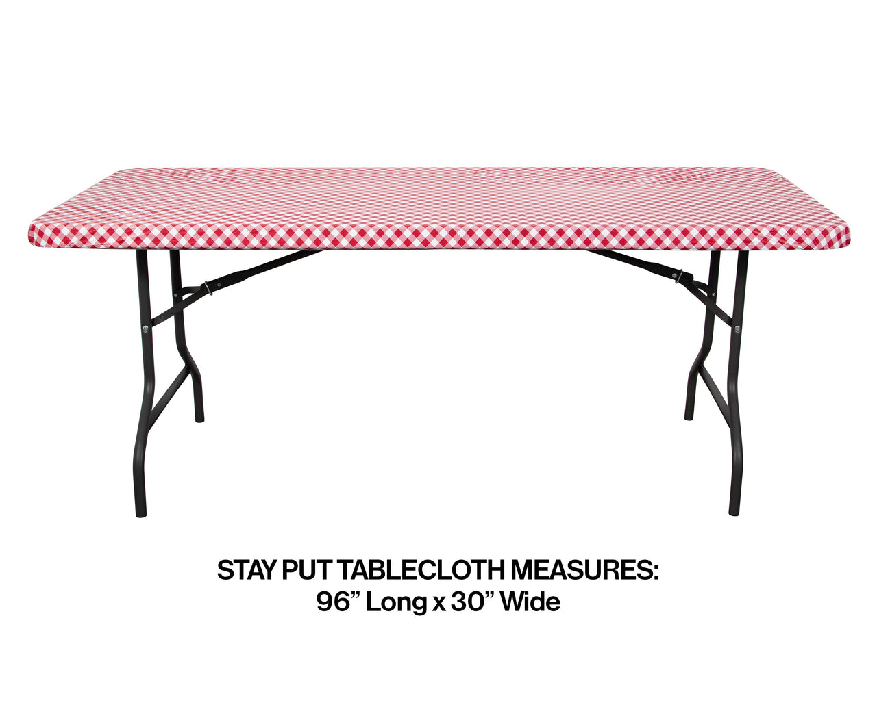 12ct Bulk Red and White Gingham 30" x 96" Rectangular Stay Put Plastic tablecover