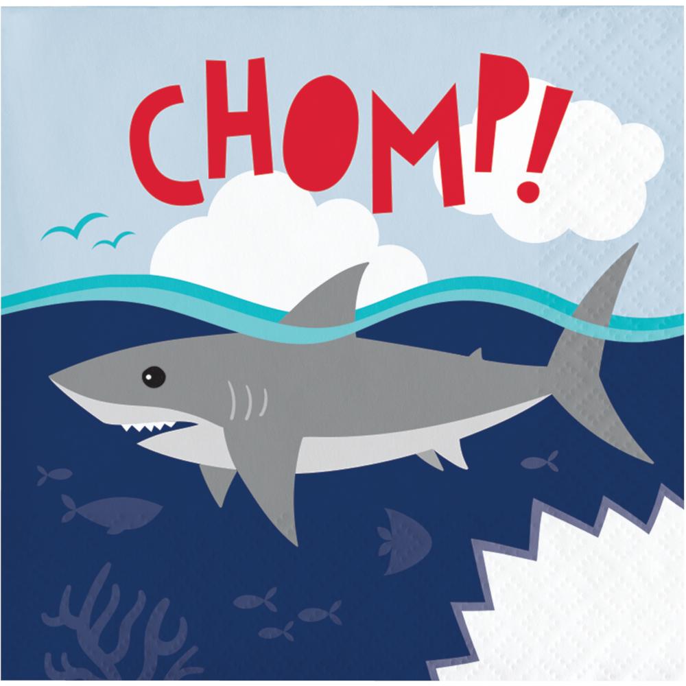 192ct Bulk Shark Party Chomp Beverage Napkins