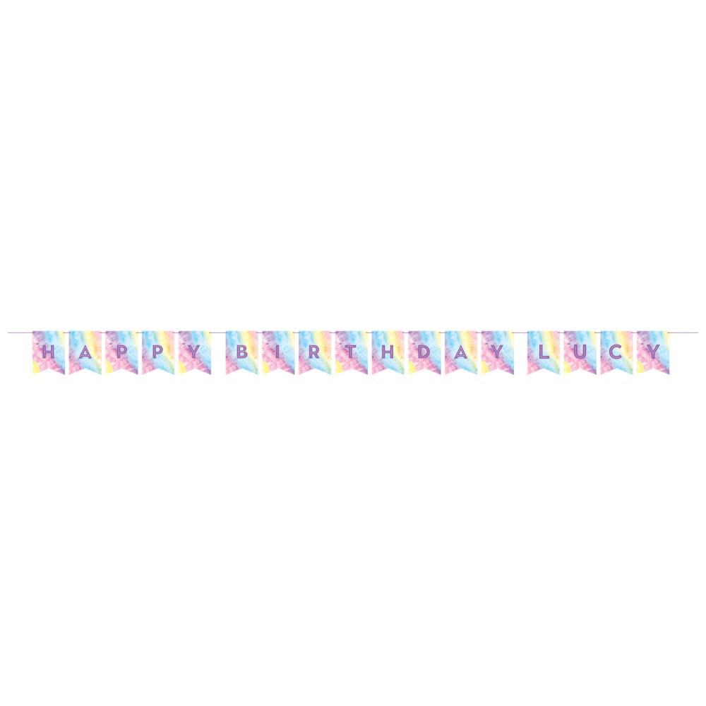 12ct Bulk Tie Dye Party Happy Birthday Banners