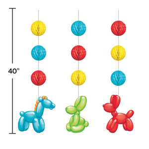Party Balloon Animals Hanging Cutouts W Honeycomb (3/Pkg) by Creative Converting