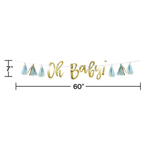 Blue And Gold Oh Baby Tassel Banner (1/Pkg) by Creative Converting