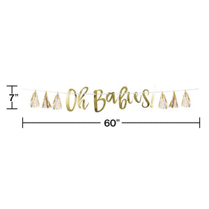6ct Bulk White and Gold Oh Babies Tassel Banners