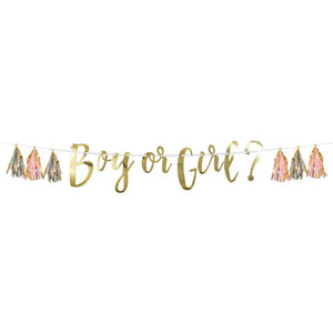 6ct Bulk Pink, Blue, and Gold Boy or Girl Tassel Banners