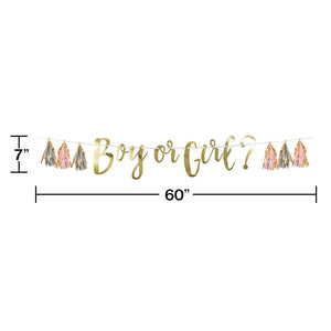 6ct Bulk Pink, Blue, and Gold Boy or Girl Tassel Banners