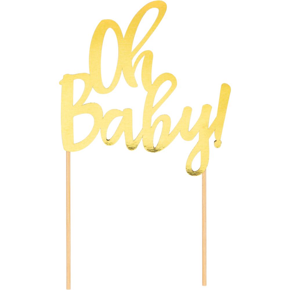 12ct Bulk Oh Baby Gold Foil Cake Toppers