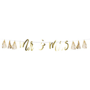 Mr & Mrs White And Gold Tassel Banner (1/Pkg) by Creative Converting
