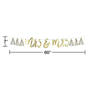 Mrs & Mrs White And Gold Tassel Banner (1/Pkg) by Creative Converting