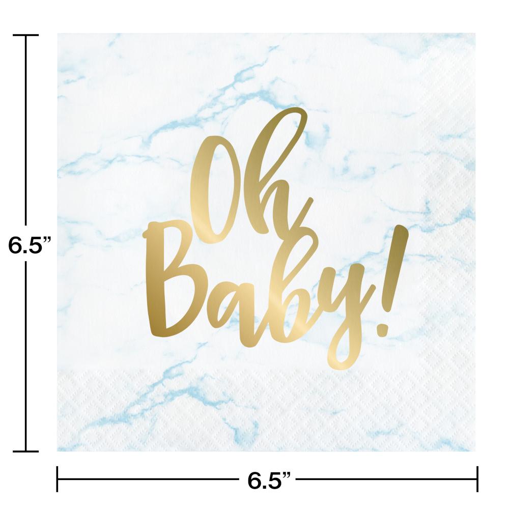 192ct Bulk Blue Marble Baby Shower Oh Baby Luncheon Napkins