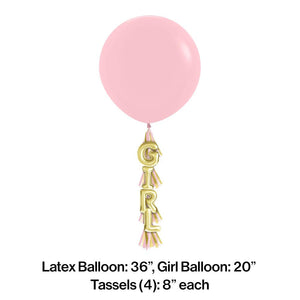 12ct Bulk Girl Baby Shower Pink Balloon with Tassels