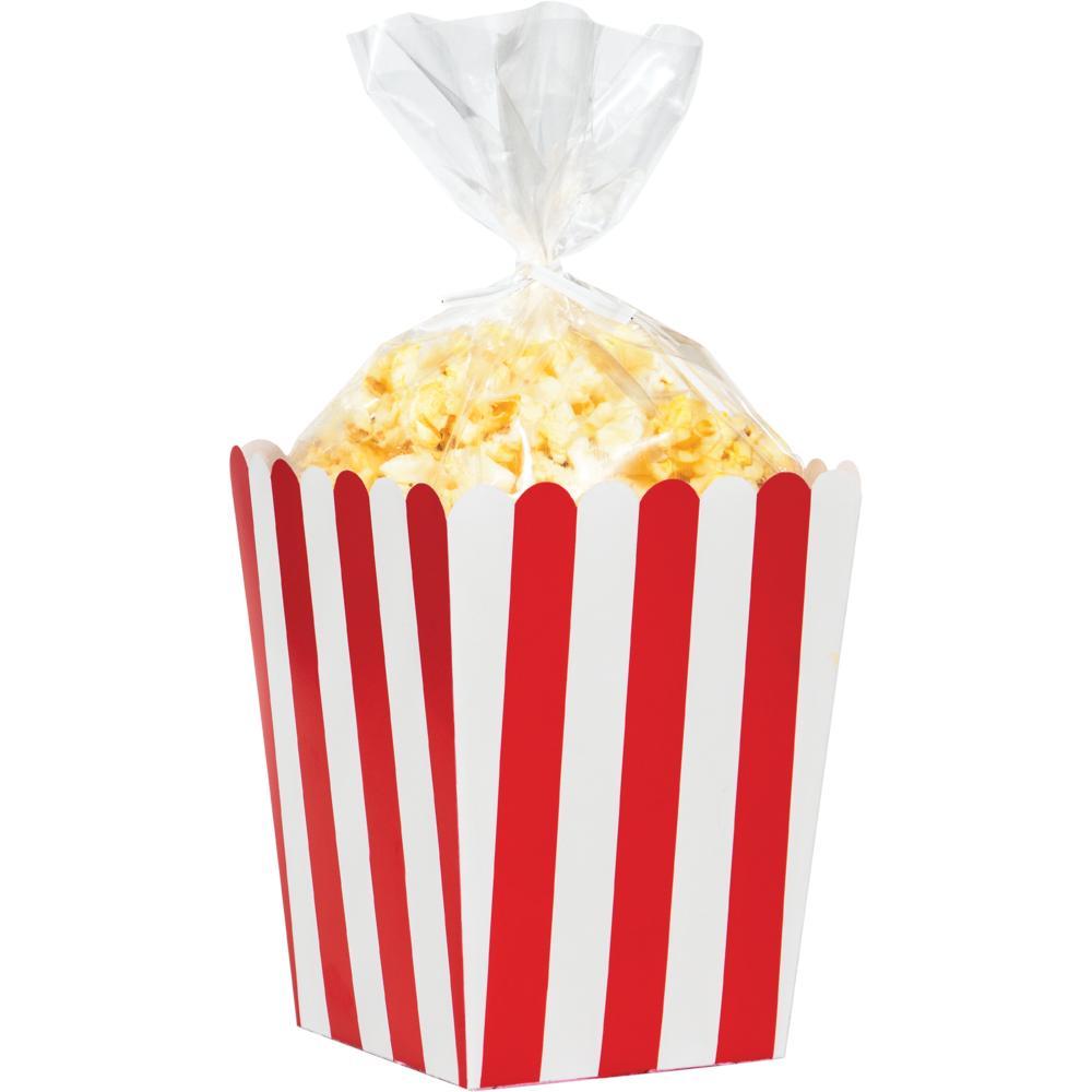 48ct Bulk Red and White Striped Popcorn Treat Boxes with Cello Bags