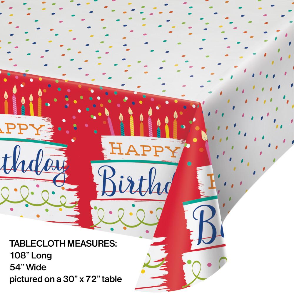 6ct Bulk Festive Cake Happy Birthday Paper Table Covers
