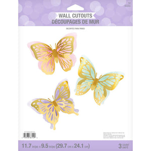 18ct Bulk Golden Butterfly Wall Decor