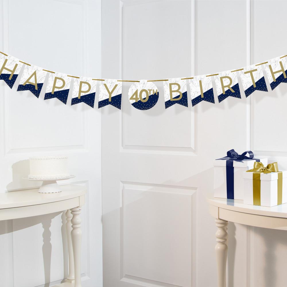 12ct Bulk Navy and Gold Birthday Banners