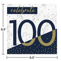 192ct Bulk Navy and Gold 100th Birthday Luncheon Napkins