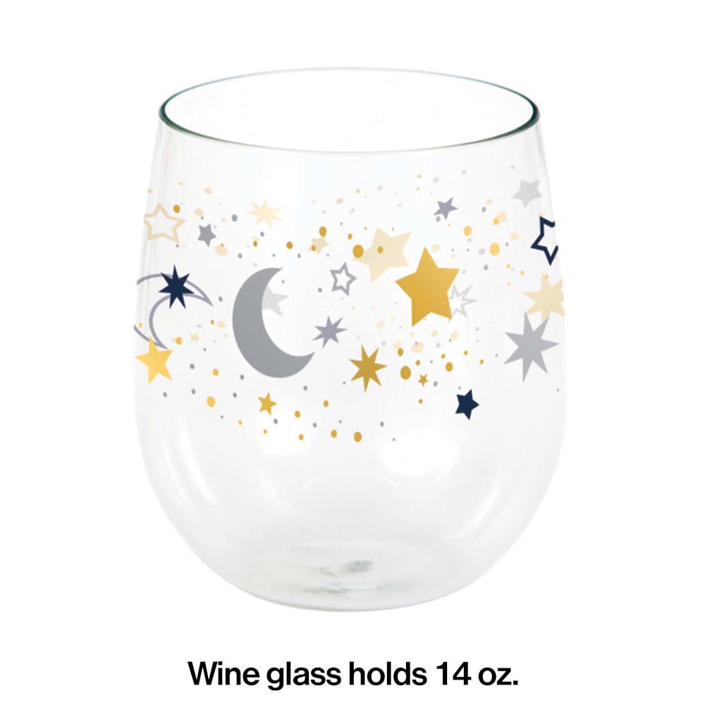 6ct Bulk Starry Night Plastic Wine Glasses