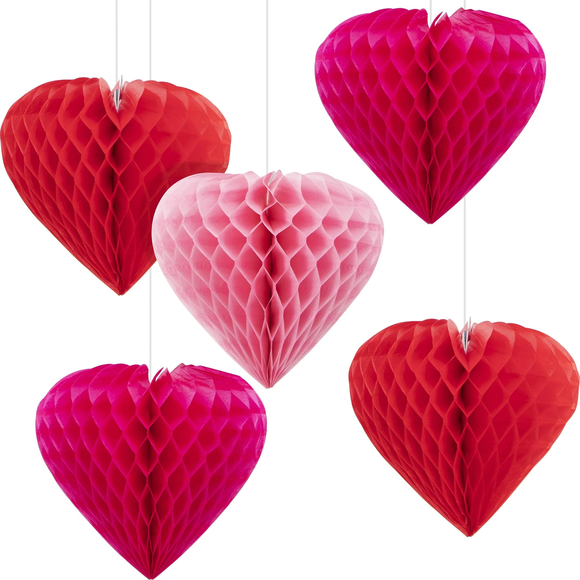 Bulk Case of Valentine Hearts Hanging Cutouts w/ Honeycomb by Creative Converting