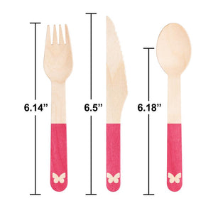 288ct Bulk Pink Dolly Parton Assorted Wooden Cutlery