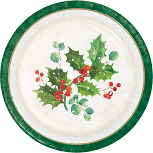 Bulk Case of Holiday Holly 6.75 Inch Dessert Plate