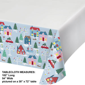 Bulk Case of Christmas Village Paper Tablecover Border Print, 54" x 102"
