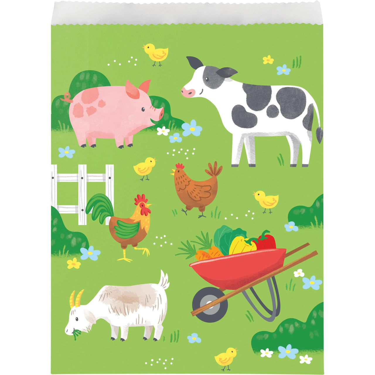 Bulk Case of Farm Animals Paper Treat Bags, Large