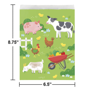 Bulk Case of Farm Animals Paper Treat Bags, Large