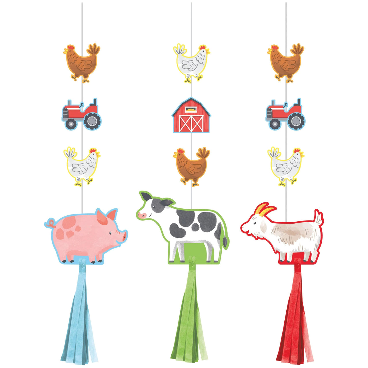 Bulk Case of Farm Animals Hanging Cutouts w/ Tassels
