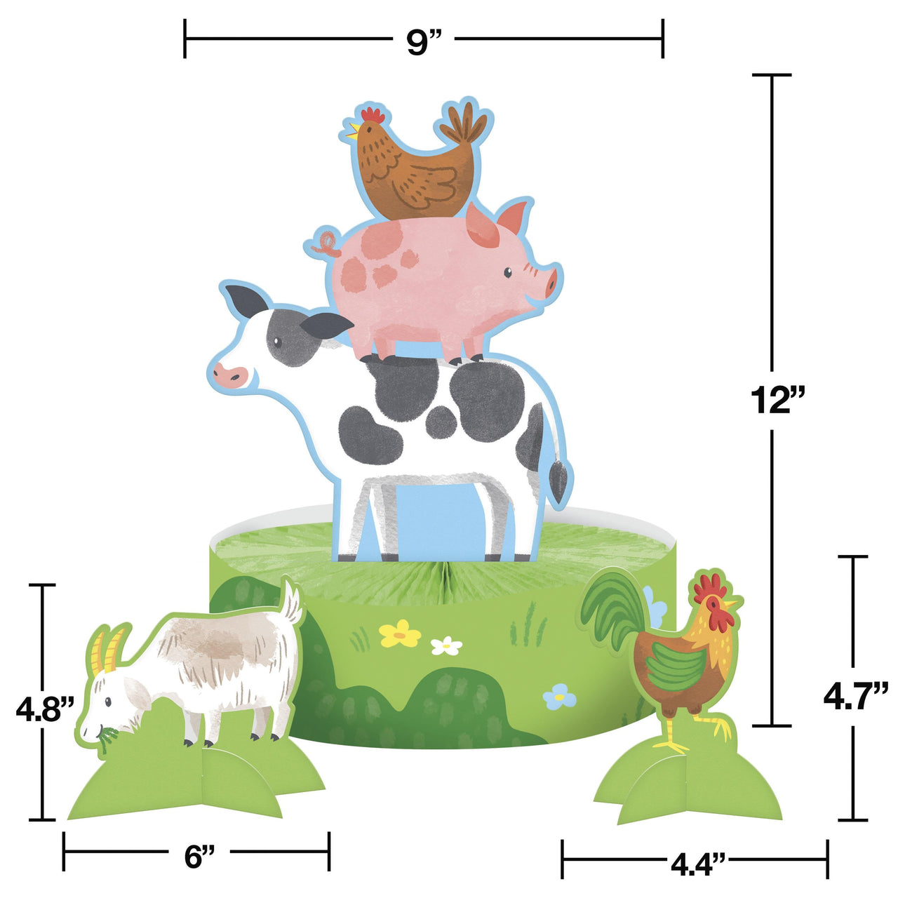 Bulk Case of Farm Animals Honeycomb Centerpiece w/ Stands