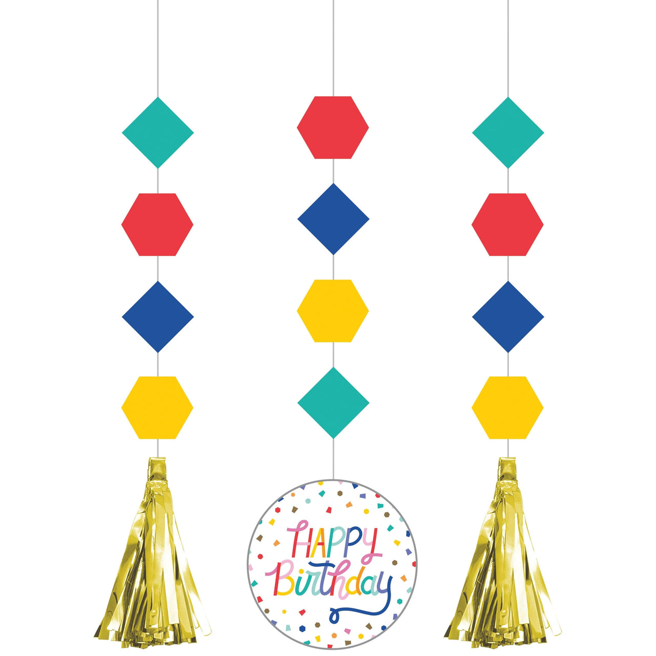 Bulk Case of Birthday Confetti Hanging Cutouts w/ Tassels