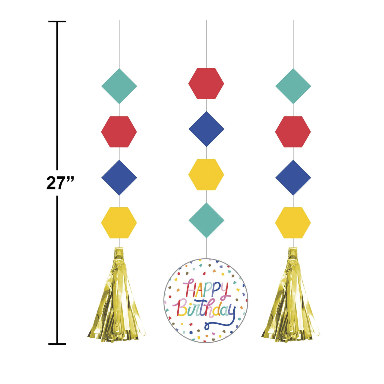 Bulk Case of Birthday Confetti Hanging Cutouts w/ Tassels