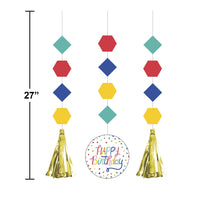 Bulk Case of Birthday Confetti Hanging Cutouts w/ Tassels