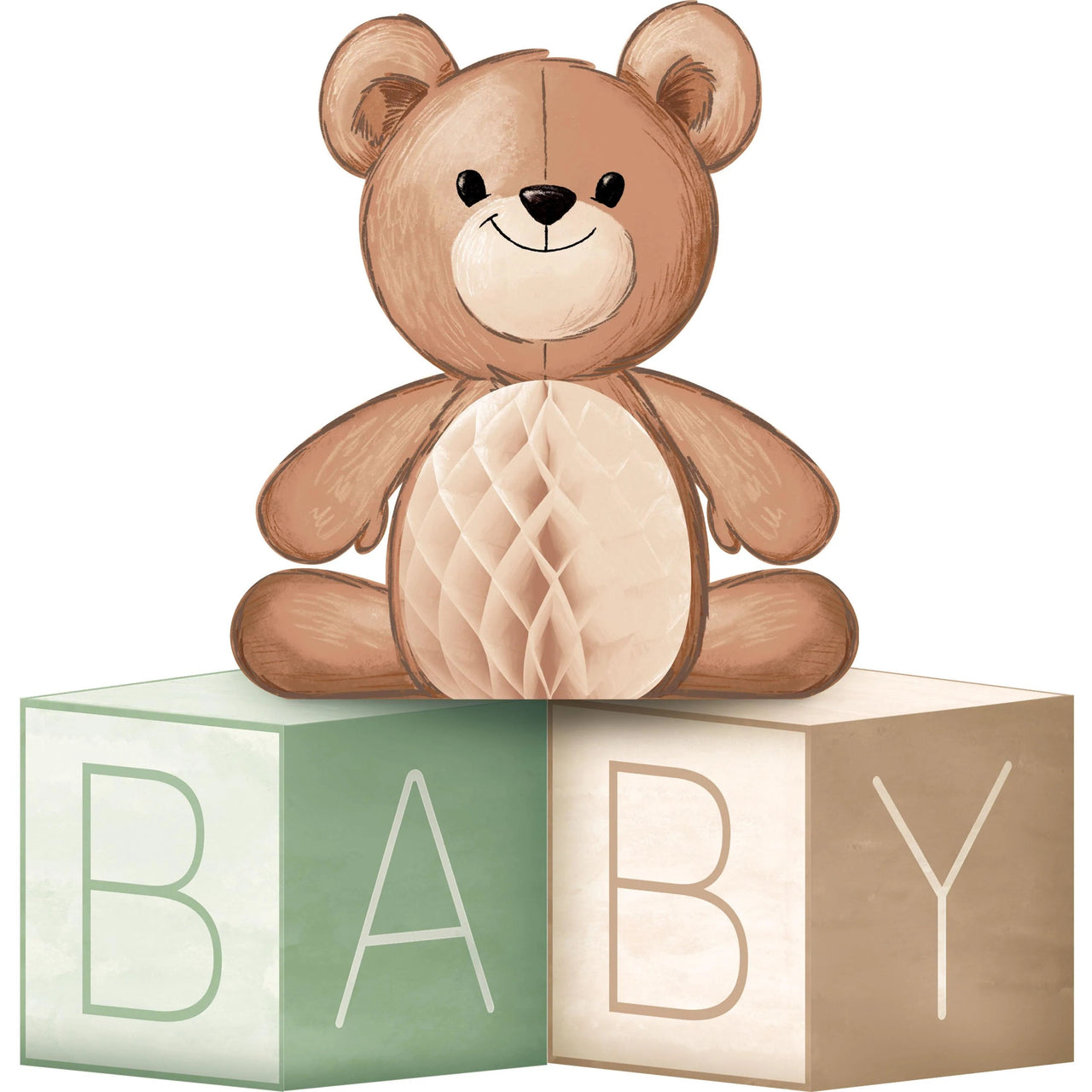 Bulk Case of Teddy Bear Centerpiece Baby Blocks w/ Honeycomb