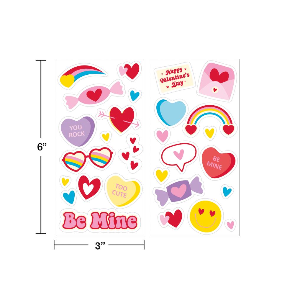 96ct Bulk Colorful Valentines Stickers