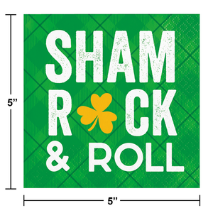 192ct Bulk Shamrock and Roll 2 Ply Beverage Napkin, Shamrock and Roll