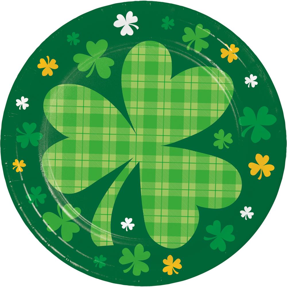 Shamrock and Roll Paper 7" Dessert Plate, Happy St Patricks Day (Case of 96) by Creative Converting