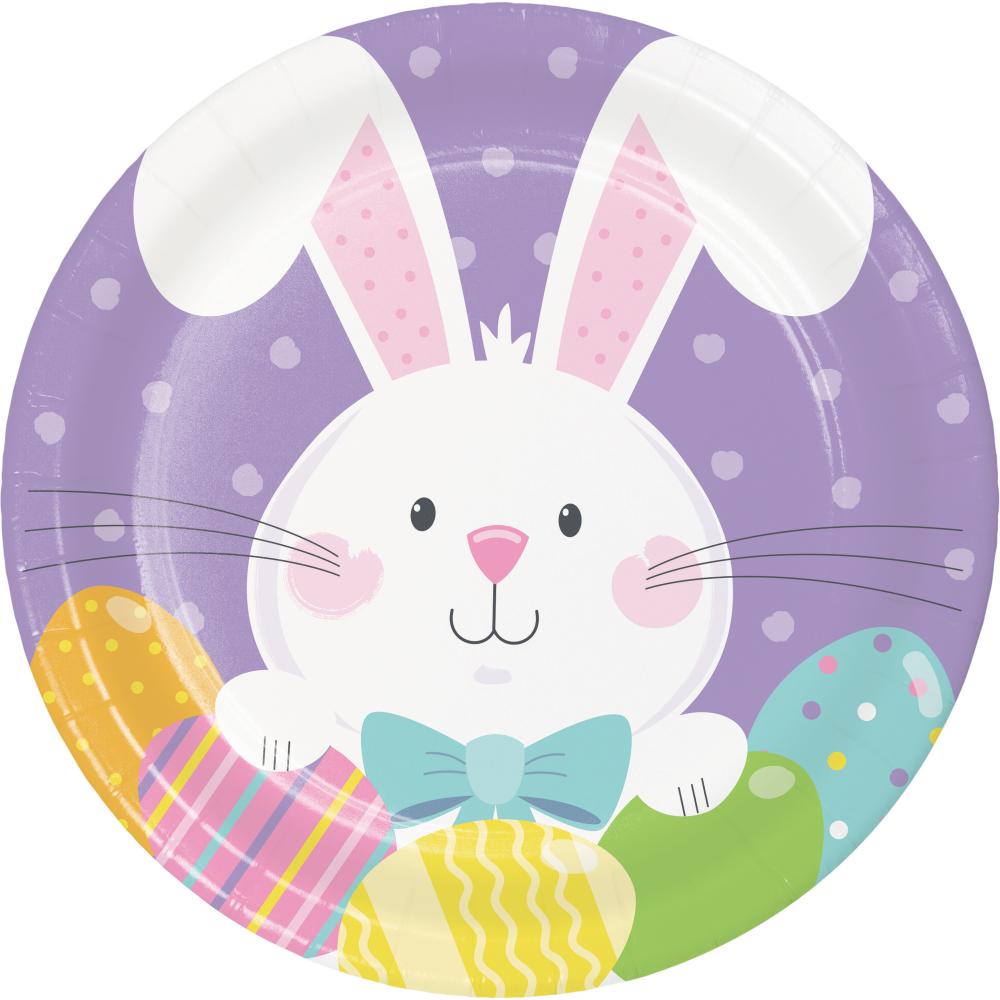 Bowtie Bunny Paper 7" Dessert Plate (Case of 96) by Creative Converting