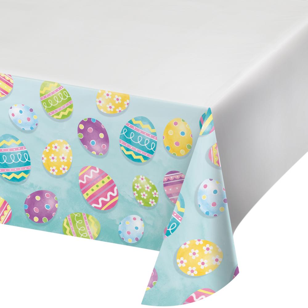 12ct Eggsciting Easter Table Cover with Border Print, 54"x102"