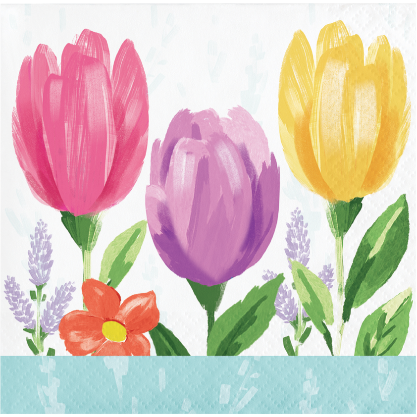 Tulip Blooms 2 Ply Beverage Napkin (Case of 192) by Creative Converting